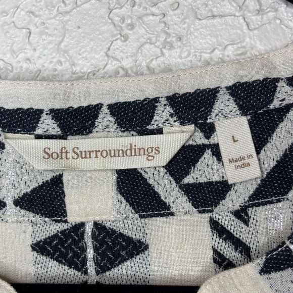 Soft Surroundings Rhea Black Cream Gold Beaded Caftan Dress Women's Size L - Picture 15 of 16